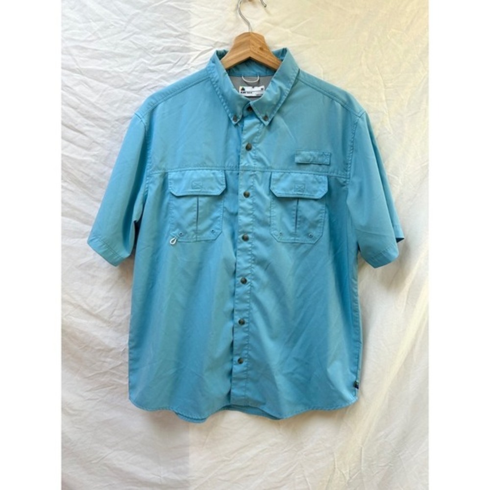 Lot of 2 LB Tech Fishing Shirt Short Sleeve Button Down Outdoor Camp Mens Medium